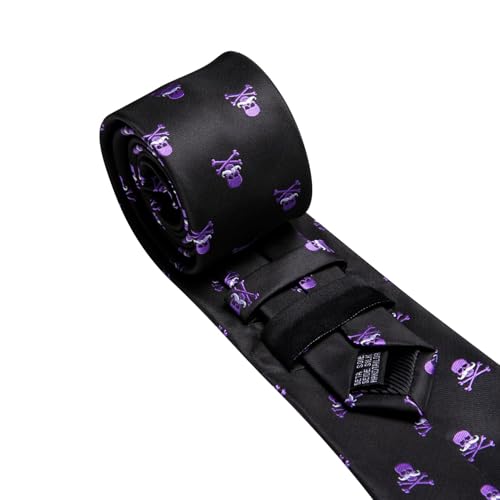 Image of Barry.Wang Man Tie Sets Skull Ties Animal Extra Long Necktie Silk Woven Handkerchief Cufflinks Festival Party Gift