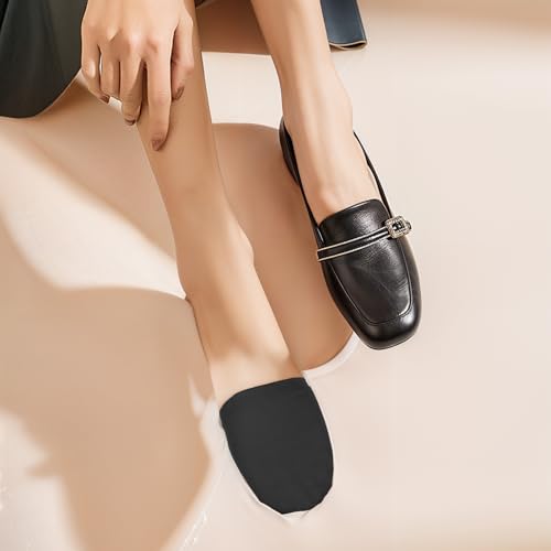 Image of Qianyu 4 Pairs Women's Toe Socks No Show Liner Half Socks Invisible Non-Skid Toe Covers Non-Slip Seamless Mule Sock Hidden Grip Sock for Flat Clogs High Heel Slippers