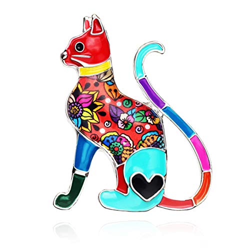 BONSNY Broche en forme de chat en alliage émaillé pour femme et fille, M, Métal Zinc, Pas de gemme Cover