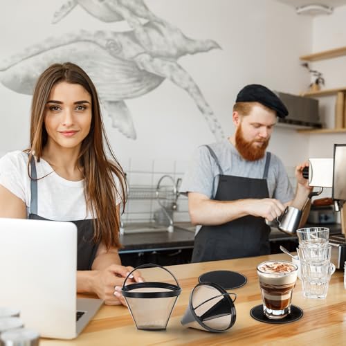Wiederverwendbare Kaffeefilter, 4 für Permanentfilter für Ninja-Kaffeemaschine für Cuisinart Filterkorbersatz (2 Kaffeefilter und 2 Kaffeeuntersetzer) – Bild 8