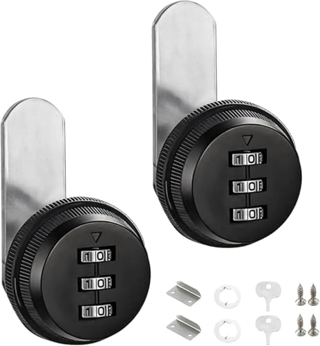 Gykutix 2Pcs Serrure Code Boite Aux Lettres 20mm Barillet Boite Aux Lettres Code Verrouillage, 3 Code à Chiffres Combinaison Serrure Pour La Boîte Aux...