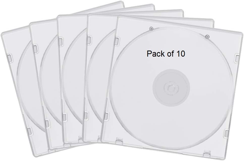 Plastic Cases Single Clear CD DVD Case for Standard Size for Protection Professional Jewel Case (Pack of 10)