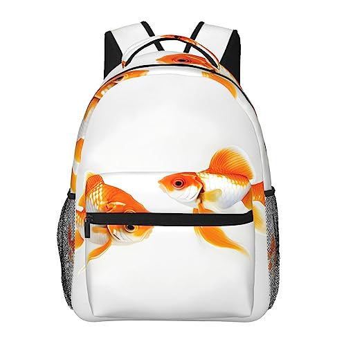 Mochila de viaje escolar de cerdo y pez dorado unisex