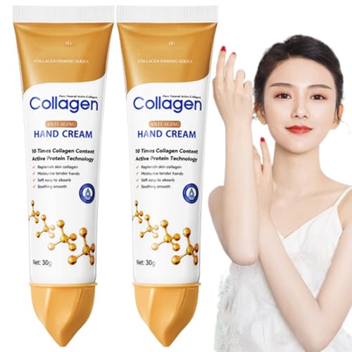 kunbry Collagen Anti-Aging Hand Cream,10 Times Collagen Content,Replenishes Skin Collagen Moisturizes Hands,Collagen Hand Cream (2pc)
