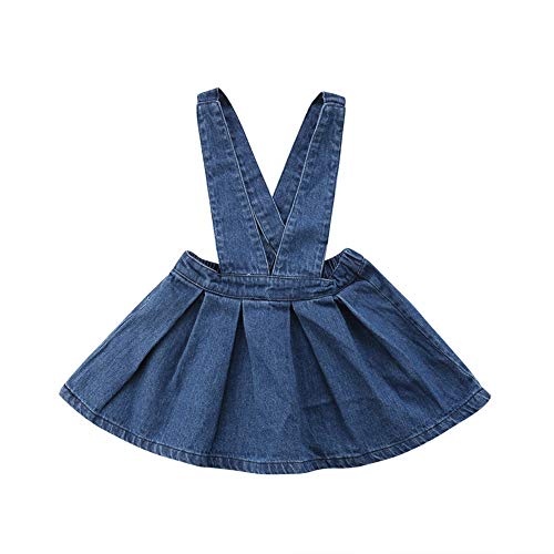 Rtnnsbbfcm Toddler Baby Girl Denim Suspender Skirt Party Pleated Overalls Skirts Dress Outfit (Blue, 6-12 Months) #TOP21