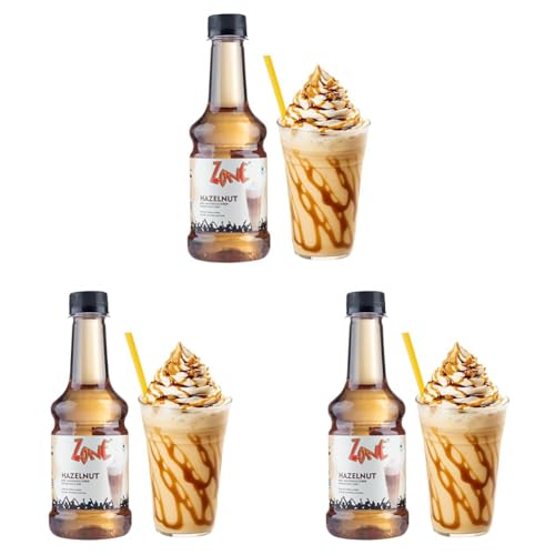 Image of Zone Hazelnut Syrup 300ml | Sweet & Nutty Caramelized Hazelnut Flavor for Coffees, Cocktails, Desserts & More | 35+ Flavours (Pack of 3)