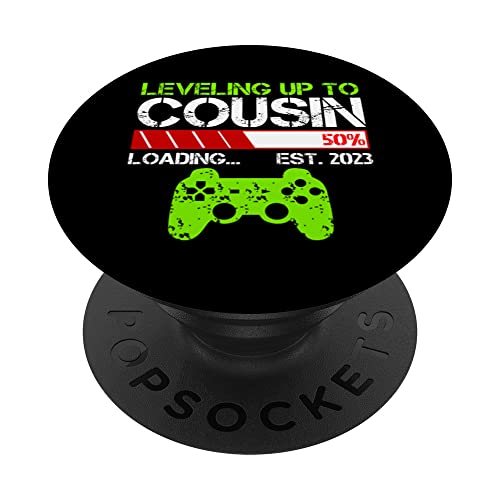 Leveling Up To Cousin Est 2023 - Funny New Cousin Gamer PopSockets PopGrip Intercambiable