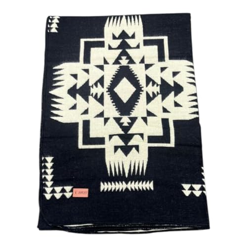 Image of Alpaca Wool Blanket, Throw Size 78 x 47, Reversible 2 in 1, Thick and Ultra Soft, Hypoallergenic, Non-Itchy, Handmade in Ecuador. Premium Alpaca Wool Thtow Blanket for Cozy Comfort. Black and White.