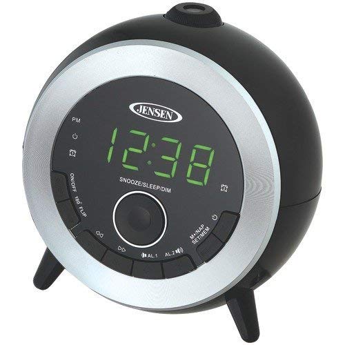 Jensen AM/FM Dual Time Projection Alarm Clock Radio with Large Easy to Read