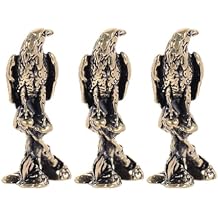 GLEAVI 3pcs Brass Eagle Figurines Vintage Miniature Metal Bird Sculptures Desktop Decor - Retro Eagle Statues Tabletop Ornaments for Home Office