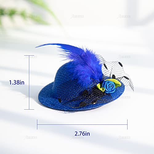 Auear, 12 Pack Mini Hat Hair Clip With Faux Feather 6 Colors Fashion Shining Hat Hair Clip For Decoration(Style A) #TOP1