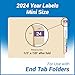 2024 MINI Year Labels, Doctor Stuff 2024 Chart Stickers, Purple Color Coded, AMES/IFC CL6105 Style, USA Made Year Stickers for End Tab File Folders, 1000/Roll, 1 Roll, 1/2