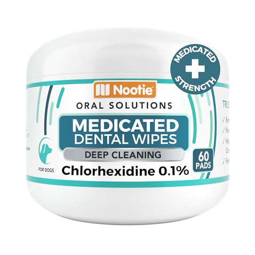 Nootie Medicated Dental Wipes for Dogs, Cleans...
