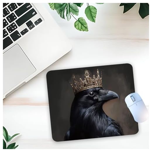 1 Pcs Black Raven Non-Slip Rubber Mouse Pad for Home Office Desk Workspace Computer Gifts for Men Women Friends