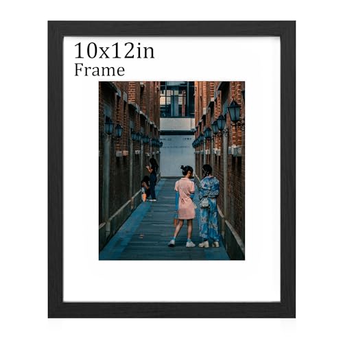 MEGAROOM 12x10 Photo Frame -12 x 10 Inch Picture Frame with 10 x 8 Photo - Picture Frame with Clear Perspex Front - Wall Mounting to Hang Portrait or Landscape (Black)