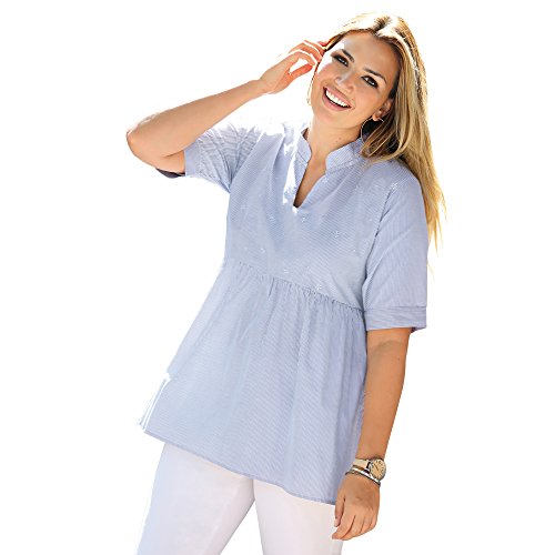 Bellísima by Venca Blouse rayée Manches Courtes col Mao Femme - 014642