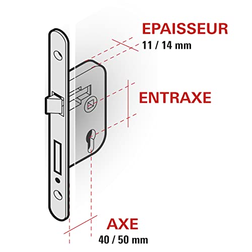 THIRARD 00941501 - Nf V/Br White Built-In Lock - Pressed steel case - Steel headrest - Round end headrest - Mortise locks - A40 - Image 2