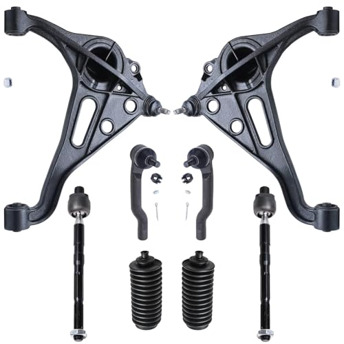 Image of Detroit Axle - Front End Kit for 1999-2005 Suzuki Grand Vitara 2002-2006 XL-7, 2 Lower Control Arms with Ball Joints 4 Inner and Outer Tie Rods 2 Boots 2002 2003 2004 2005 Replacement