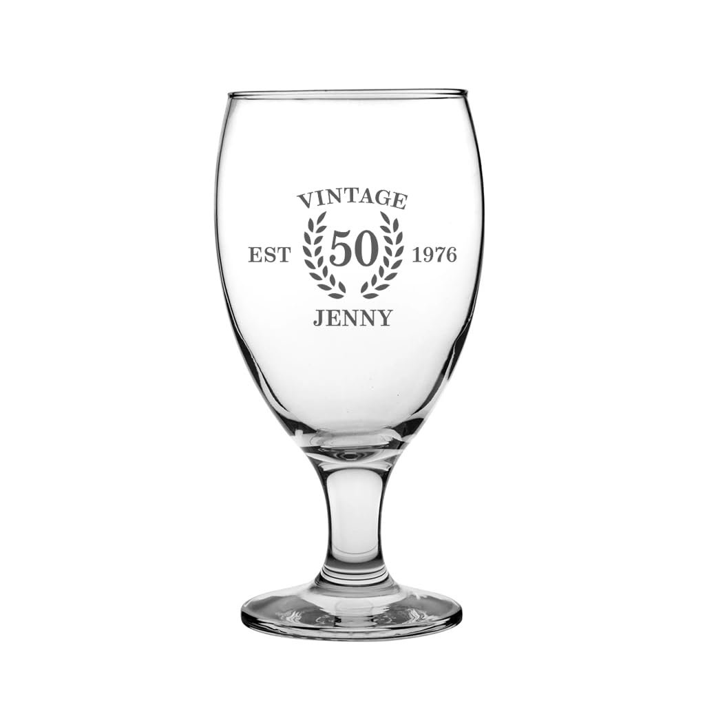 Personalised Engraved Tulip Beer Glass – Custom Name, Message or Logo – Pint Glass Gift for Mum, Dad, Birthdays, Christmas, Father’s Day – Custom Beer Glass 16oz (PERSONALISED MILESTON)
