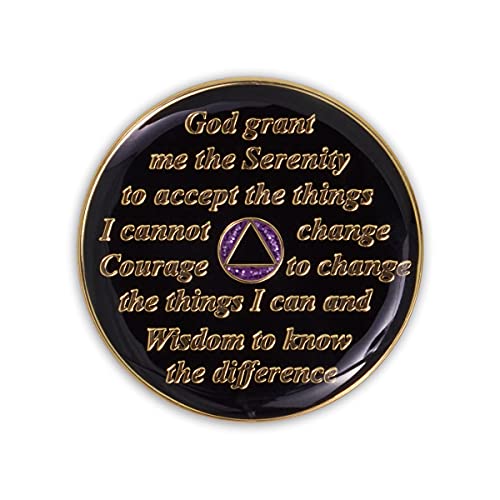 Image of 8 Year Sobriety Coin | Glitter Triplate AA Chip | Recovery Anniversary Token (Purple)