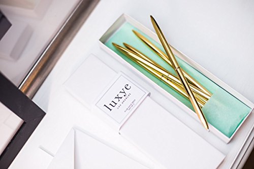 Gold Pens With Black Ink | Luxury Ballpoint Gold Pen Set Of 6 In Glossy White Gift Box | Gold Office Supplies For Women Men - Slim Nice Pens For Writing (Gold/Black Ink) #TOP3