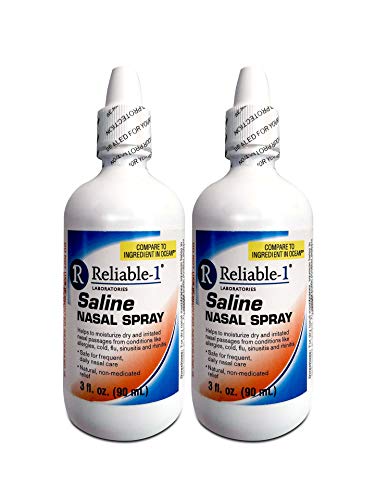 RELIABLE 1 LABORATORIES Saline Nasal Spray (3 OZ) Helps Moisturize Dry and Irritated Nasal Passages Caused Buy Allergies, Flu, Sinusitis and Rhinitis 2 Pack