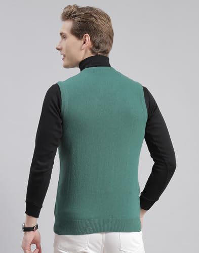 Image of Monte Carlo Off White Solid V Neck Sweater | Warm Woolen Pullover for Men | Soft Comfortable Knitted Winter Wear Sweater for Men's