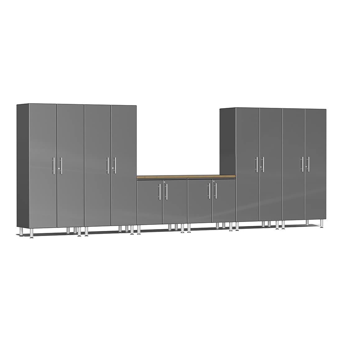 Ulti-MATE UG29072G 7-Piece Cabinet System with Channeled Worktop in Graphite Grey Metallic