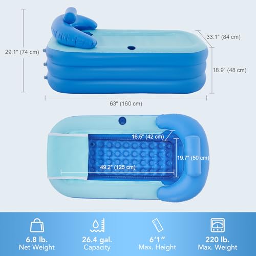 CO-Z Inflatable Adult Bath Tub, Free-Standing Blow Up Bathtub with Foldable Portable Feature for Adult Spa with Electric Air Pump (High-Density PVC) by CO-Z - Image 3