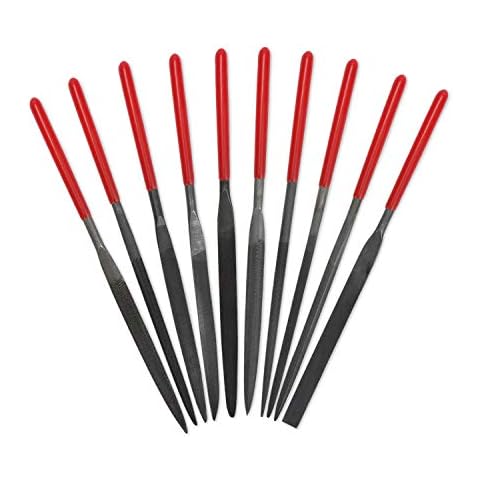 KALIM 10Pcs 6.3 inches Needle File Set Hardened Alloy Strength Steel Files, 150-Grit, Suitable for Metal, Wood, Plastic, Jewelry, Model, etc. (4mm x 160mm) Cover