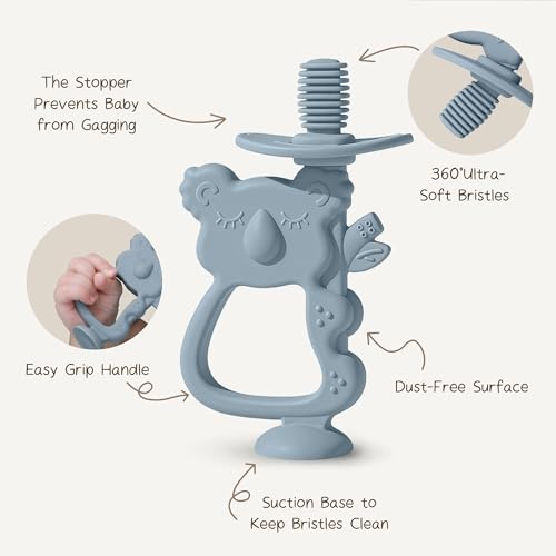 Image of Moonkie Teething Toy, Safe and Easy to Hold, Soothing BPA-Free Silicone Teethers, to Prevent Finger Sucking, Best for Babies 0-6-12 Months (Koala Ether /Sage, 2 Pack)
