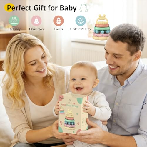 Image of Baby Teething Toys 3-6 Months, Soft Silicone Stacking Rings Teether, 6-Piece Stackable Circles for Teething Relief Safe BPA-Free Teething Gift, Perfect Baby Shower & Birthday Present for Boys & Girls
