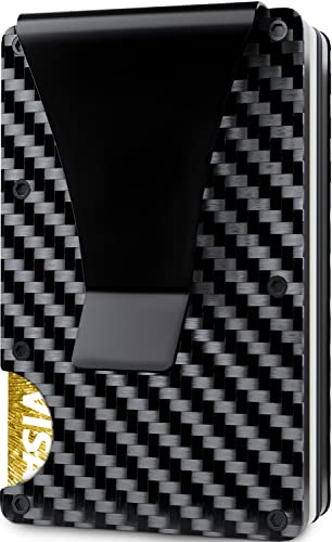 Minimalist Carbon Fiber Slim Wallet | Front Pocket Wallet | Carbon Fiber Money Clip | Carbon Wallet | Credit Card Holder for Men | Metal Wallet| The Money Clipâ€œ | 2021 Version