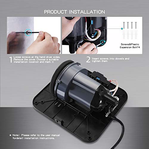 modunful Automatic High Speed Hand Dryers for Bathrooms Commercial, Electric Hand Dryer Stainless Steel Vandal Proof, Heavy Duty Dull Polished, M-9898S - Thumbnail 6