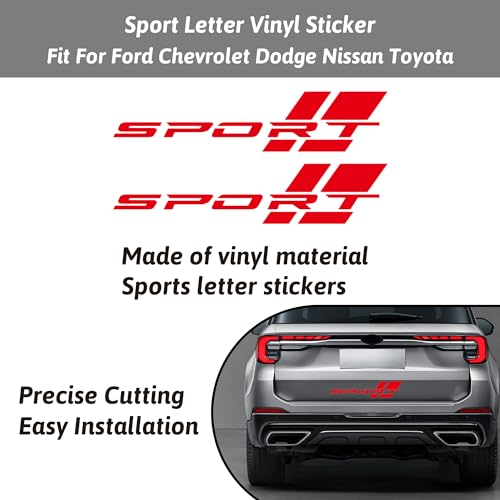 Image of Zhizhong Car Sport Decal,16 Inch Vinyl Sticker Fit for All Cars Side (2 Pcs Red)