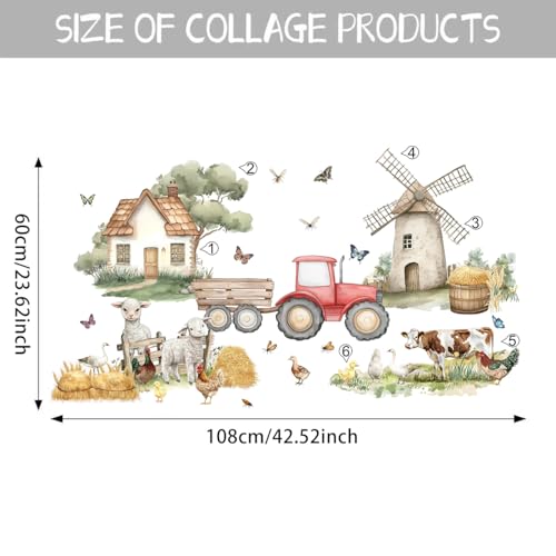 Vinilo Decorativo Tractor Granja Animales 3 Piezas miniatura 2
