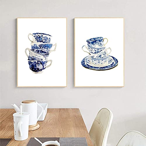Vintage Teetassen Aquarell Kunstdrucke Blau Weiß Weide Teetasse Chinesischer Stil Leinwand Gemälde Wandkunst Bilder Home Decor Rahmenlos 40 × 60 cm × 2 Stück Vintage Teetassen Aquarell Kunstdrucke Blau Weiß Weide Teetasse Chinesischer Stil Leinwand Gemälde Wandkunst Bilder Home Decor Rahmenlos 40 × 60 cm × 2 Stück
