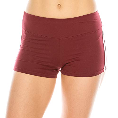 Image of ALWAYS Women's High Waist Spandex Athletic Shorts - Side Stripe Soft Stretch Biker Running Yoga Gym Workout Anti-Chafe Under Dress Layering Short Mauve White L
