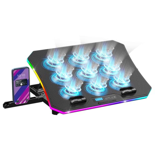 EMPIRE GAMING - Guardian C900 Base Refrigeradora Portátil para Laptop PC 12'' a 17'' - 9 Ventiladores - Controlador LCD - 10 Modos RGB - 7 Alturas Ajustables - Soporte Extraíble