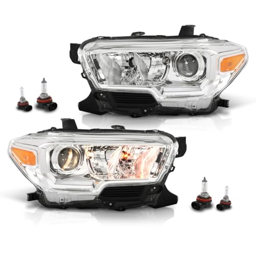 Image of GRAND ORANGE Left and Right Side Headlight Assembly W /O LED Daytime Running Front Headlamp Compatible with Toyota Tacoma SR Crew Cab /Extend Cab pickup 2019-2023 2PCS White