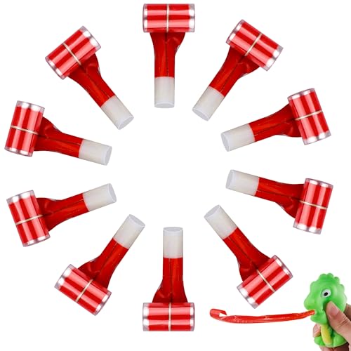 HannaFires 10PCS Party Blowout Whistles - Red Tongue Sticking Props, Fun Dragon Play Accessories, Classic Nostalgic, Birthday Party Gifts Fun Party Favors