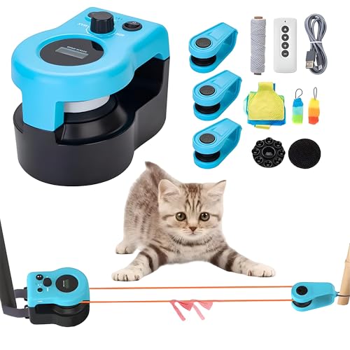 Juguete interactivo para gatos con control remoto electrónico automático con cuerda móvil para jugar en interiores, correr, perseguir y hacer ejercicio