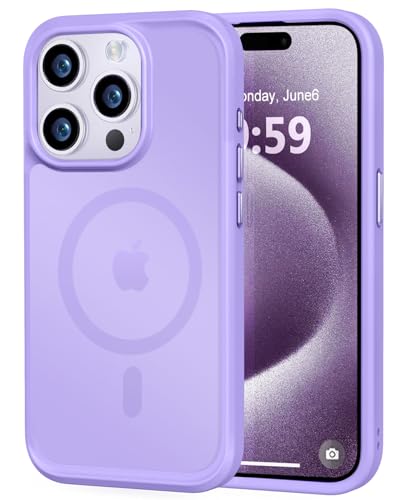 MOCCA Strong Magnetic for iPhone 15 Pro Case, [Compatible with Magsafe][13FT Military Drop Protection] Slim Translucent Matte Shockproof Case for iPhone 15 Pro Phone Case 6.1'', Light Purple