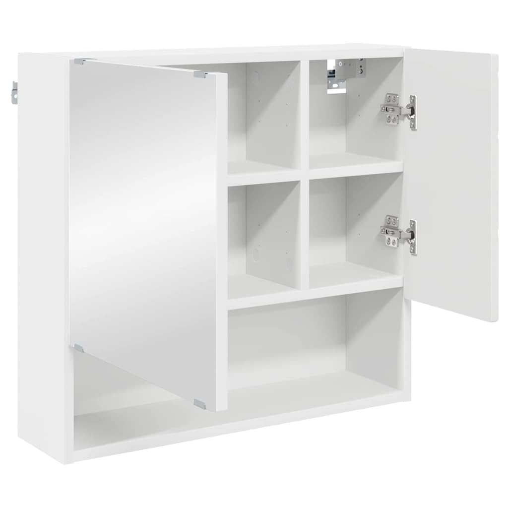 Genérico Armario Espejo Blanco 59x17x55cm Madera Ingeniería | Montaje en pared, puerta con bisagras, almacenamiento cosméticos, diseño minimalista