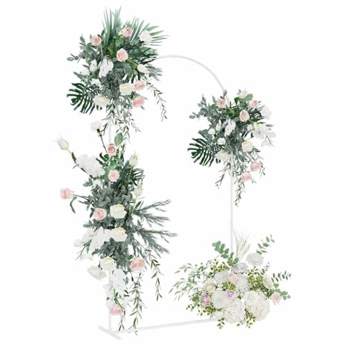 vidaXL Arche de Mariage Blanc 100 x 39 x 200 cm Acier, Élément de Jardin en Arc, Structure extérieure Moderne, Support pour Plantes grimpantes, déco de...