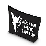 BDPWSS Fairy Makeup Bag for Women Messy Bun & Getting Stuff Done Cosmetic Pouch (Messy bun bl)