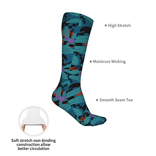 Blauwe Bloemen Heren Kniekousen voor Vrouwen, Boho Over De Kalf Sokken voor Mannen, Dikke Warme Lange Buis Sokken Bulk Casual Mid Calf Sokken (04), 04, one size - Afbeelding 8