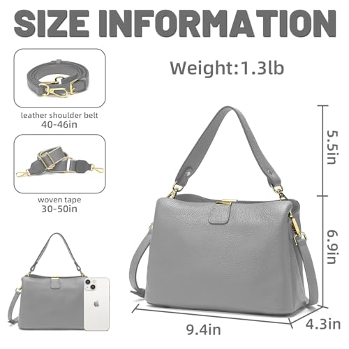 Image of Small Women Soft Genuine Leather Shoulder Bag Crossbody Purses for Lady Bucket Handbag