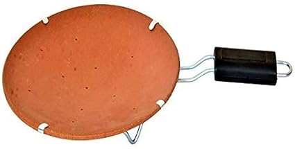 Mrittika Art G Tawas Clay Chapati Tawa,Mitti Cool Desi Terracotta Tawa with Stand (Pack of 2)