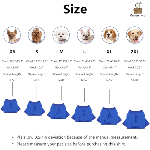 Image of Queenmore Dog Surgery Recovery Sleeve for Front Leg, Breathable Dog Recovery Sleeves After Surgery, Cozy Long Sleeve Dogs Shirt, Alternative to Cone of Shame, Blue, XL